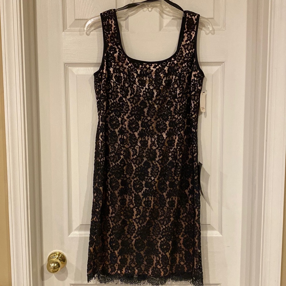 Donna Ricco Black and Pink Lace Dress